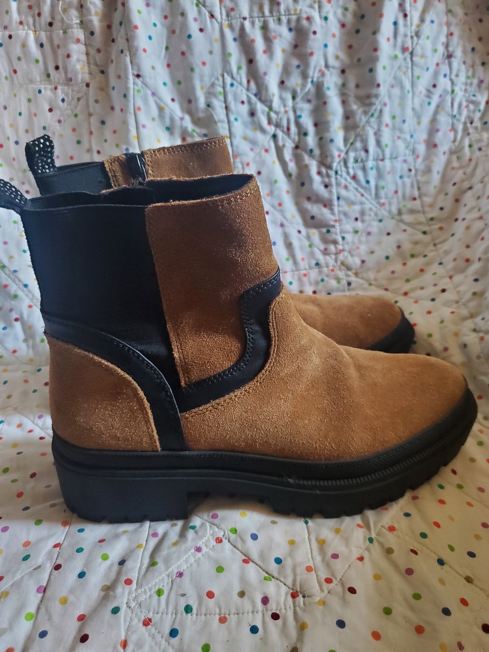 Lucky Brand Women's  Suede Chelsea Boots in Brown and Black